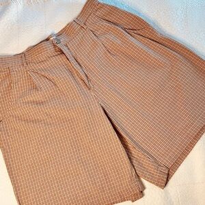 Vintage Checkered Bermuda Shorts: High Waist Cotton Plus Size 18